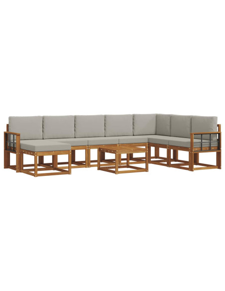 Set di divani con cuscino 9 pcs Grigio Naturale e Chiaro
