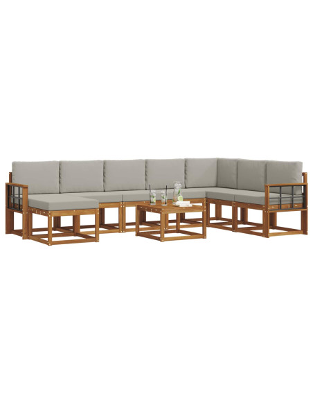 Set di divani con cuscino 9 pcs Grigio Naturale e Chiaro