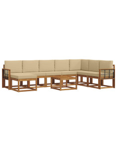 Set di divani con cuscino 9 pcs Naturale e Beige 2