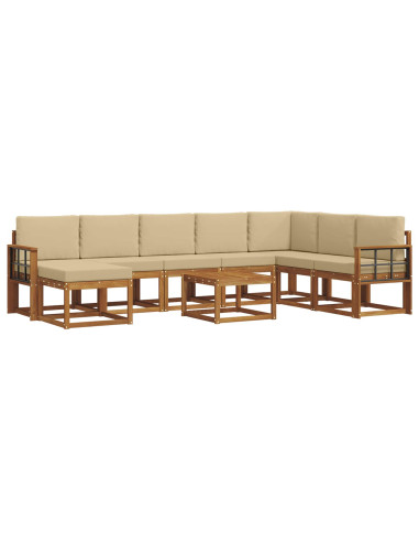 Set di divani con cuscino 9 pcs Naturale e Beige