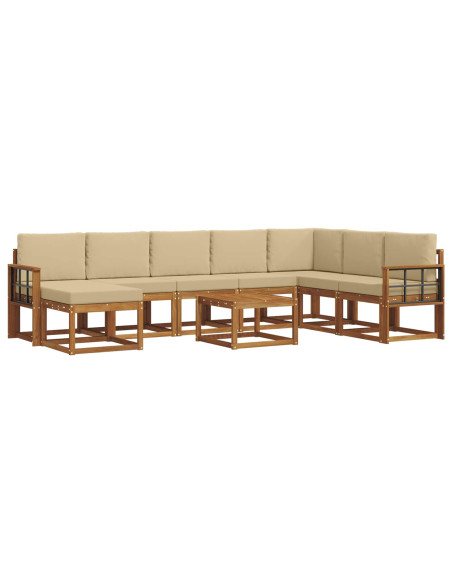 Set di divani con cuscino 9 pcs Naturale e Beige