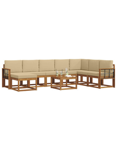 Set di divani con cuscino 9 pcs Naturale e Beige