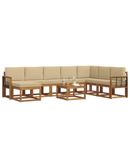 Set di divani con cuscino 9 pcs Naturale e Beige