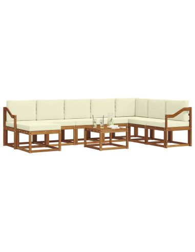 Set di divani con cuscino 9 pcs Naturale e Crema
