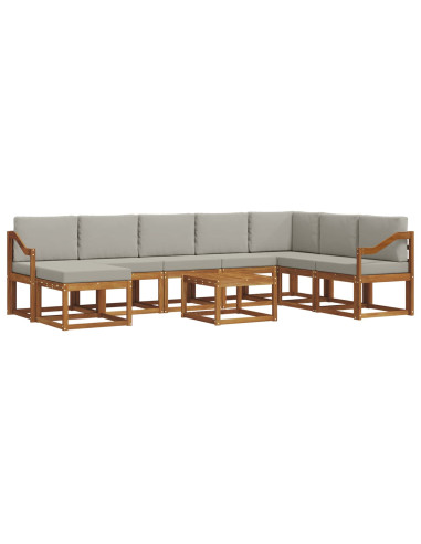 Set di divani con cuscino 9 pcs Grigio Naturale e Chiaro