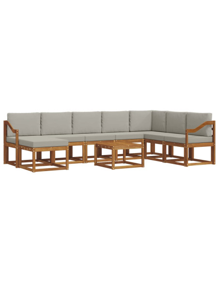 Set di divani con cuscino 9 pcs Grigio Naturale e Chiaro