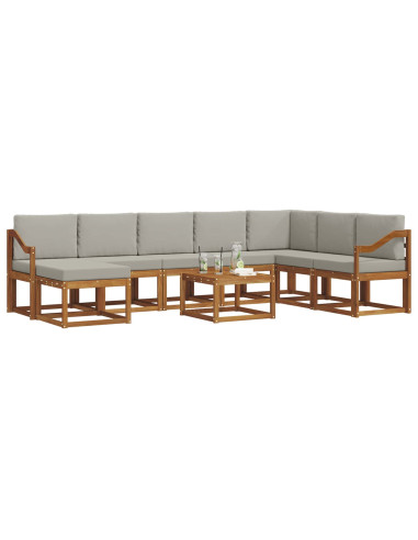 Set di divani con cuscino 9 pcs Grigio Naturale e Chiaro