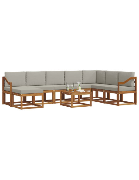 Set di divani con cuscino 9 pcs Grigio Naturale e Chiaro