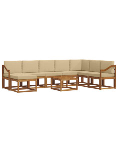 Set di divani con cuscino 9 pcs Naturale e Beige 2