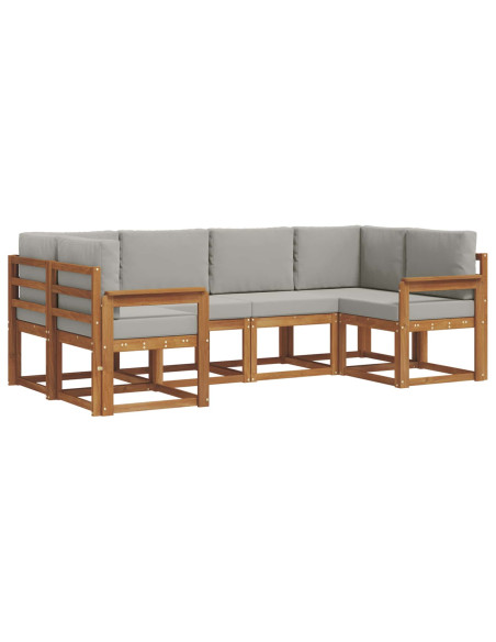 Set di divani con cuscino 6 pcs Grigio Naturale e Chiaro