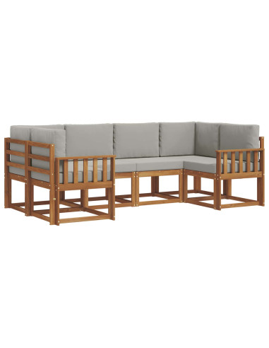 Set di divani con cuscino 6 pcs Grigio Naturale e Chiaro
