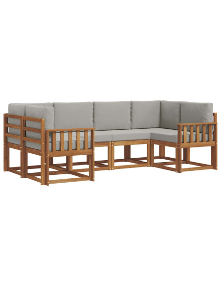 Set di divani con cuscino 6 pcs Grigio Naturale e Chiaro