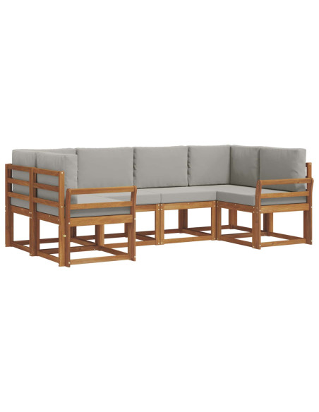 Set di divani con cuscino 6 pcs Grigio Naturale e Chiaro