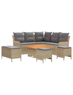 Set di Mobili 7 pcs Beige e Grigio Chiaro Rattan in PE 2