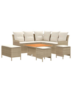 Set di Mobili con cuscino 7 pcs Beige e Crema Rattan in PE 2