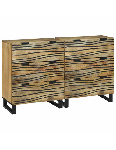 Set di Credenze con cassetto 2 pcs Naturale 60 x 33,5 x 75 cm