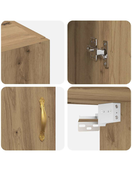 Mobiletto a muro 2 pcs Rovere artigianale 69,5 x 34 x 90 cm