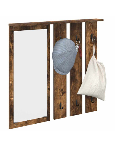 Appendiabiti a muro con lo scaffale Rovere fumo 84 x 10 x 80 cm