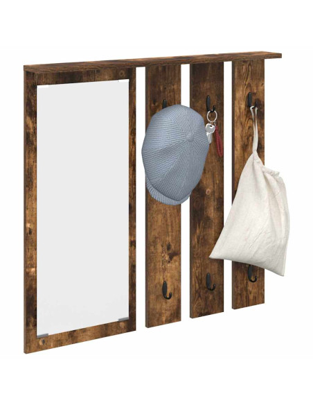 Appendiabiti a muro con lo scaffale Rovere fumo 84 x 10 x 80 cm
