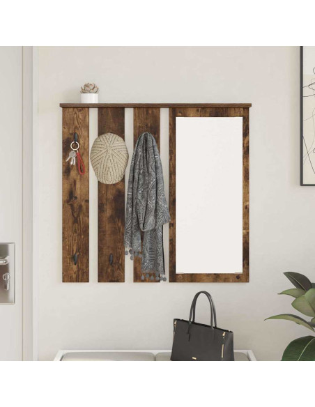 Appendiabiti a muro con lo scaffale Rovere fumo 84 x 10 x 80 cm