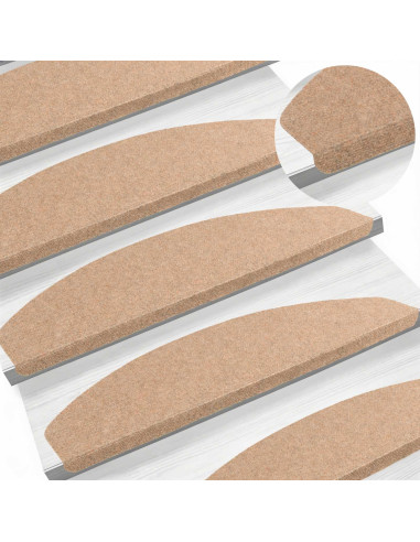 Tappetini per scale autoadesivi 15 pcs Beige 80 x 28 x 3,5 cm