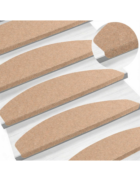 Tappetini per scale autoadesivi 15 pcs Beige 80 x 28 x 3,5 cm