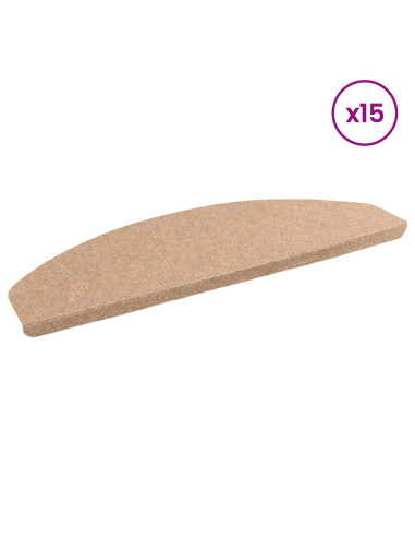 Tappetini per scale autoadesivi 15 pcs Beige 80 x 28 x 3,5 cm