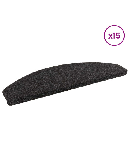 Tappetini per scale autoadesivi 15 pcs Nero 80 x 28 x 3,5 cm