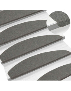 Tappetini per scale autoadesivi 15 pcs Grigio 80 x 28 x 3,5 cm 2
