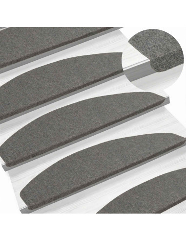 Tappetini per scale autoadesivi 15 pcs Grigio 80 x 28 x 3,5 cm