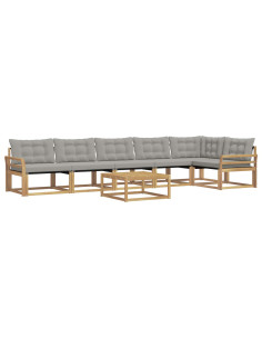 Set di divani da esterno 7 pcs Bianco e Grigio Chiaro 2