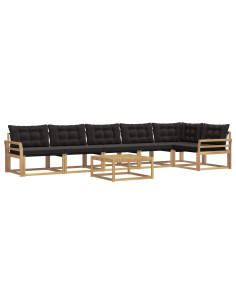 Set di divani da esterno 7 pcs Bianco e Nero 79 x 79 x 37 cm 2