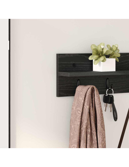 Appendiabiti a muro Rovere Nero 80 x 10,5 x 18 cm