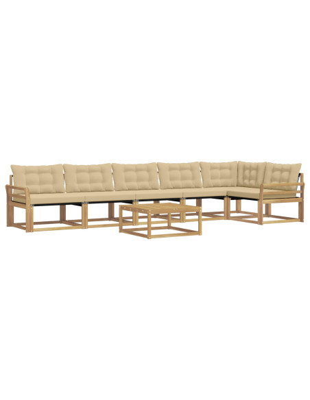 Set di divani da esterno 7 pcs Bianco e Beige 79 x 79 x 37 cm