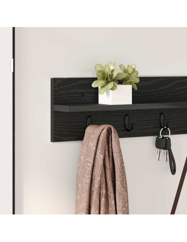 Appendiabiti a muro Rovere Nero 100 x 10,5 x 18 cm