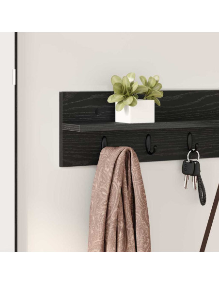 Appendiabiti a muro Rovere Nero 100 x 10,5 x 18 cm