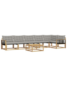 Set di divani da esterno 7 pcs Bianco e Grigio Chiaro 2