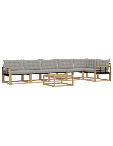 Set di divani da esterno 7 pcs Bianco e Grigio Chiaro