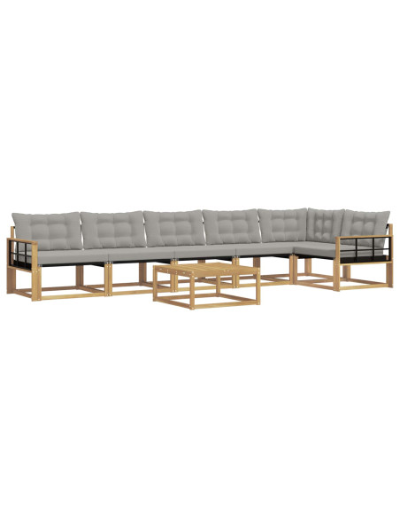 Set di divani da esterno 7 pcs Bianco e Grigio Chiaro