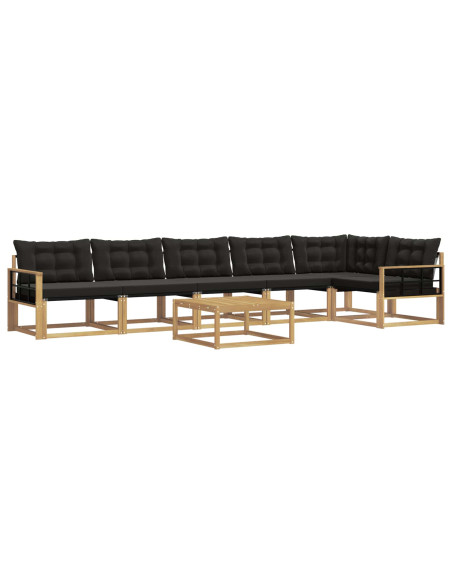 Set di divani da esterno 7 pcs Bianco e Nero 79 x 79 x 37 cm