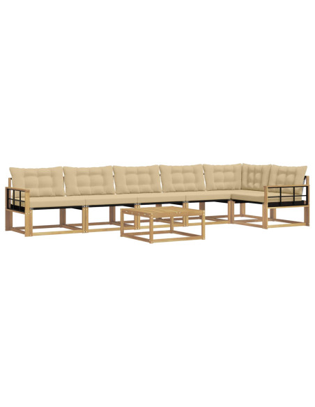 Set di divani da esterno 7 pcs Bianco e Beige 79 x 79 x 37 cm