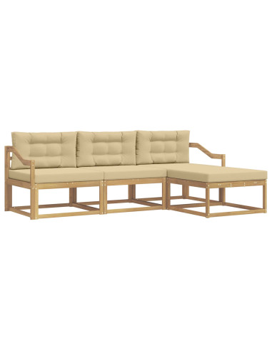 Set di divani da esterno 4 pcs Bianco e Beige Poliestere