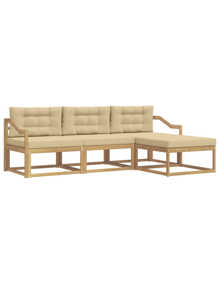 Set di divani da esterno 4 pcs Bianco e Beige Poliestere