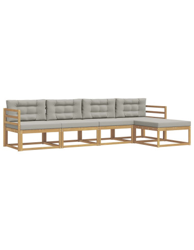 Set di divani da esterno 4 pcs Bianco e Grigio Chiaro