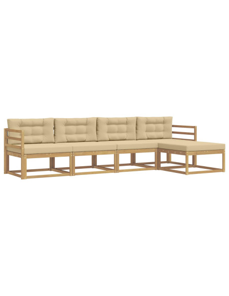 Set di divani da esterno 4 pcs Bianco e Beige Poliestere