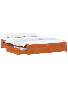 Struttura del letto con cassetto Legno di Pino Massello 2