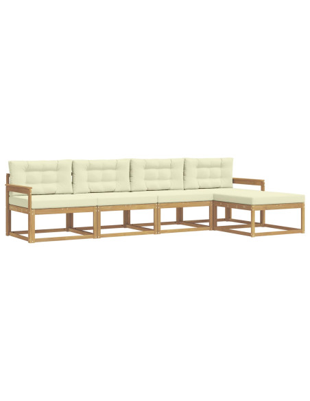 Set di divani da esterno 4 pcs Bianco e Crema Poliestere