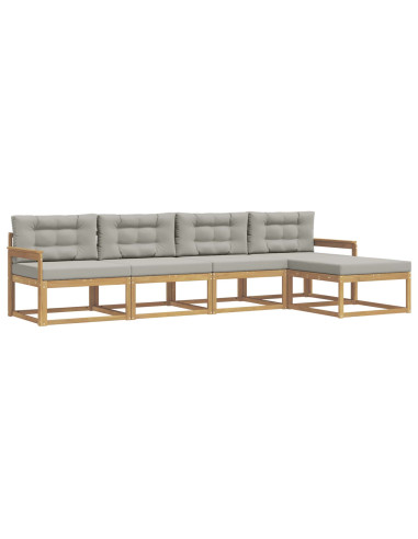 Set di divani da esterno 4 pcs Bianco e Grigio Chiaro