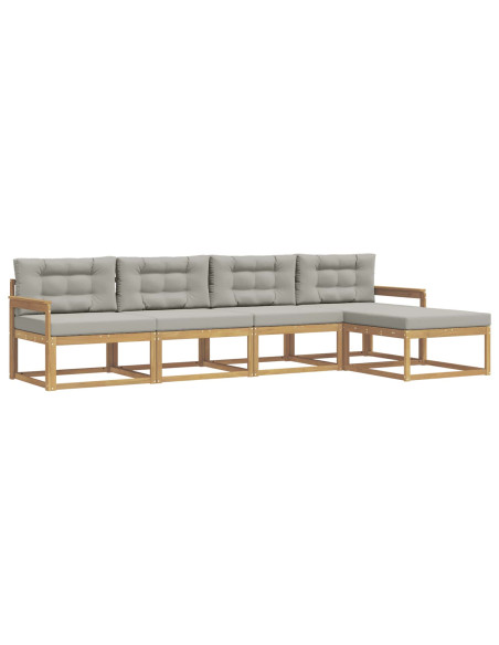 Set di divani da esterno 4 pcs Bianco e Grigio Chiaro