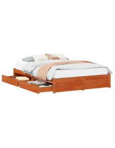 Struttura del letto Marrone cerato Legno di Pino Massello 2